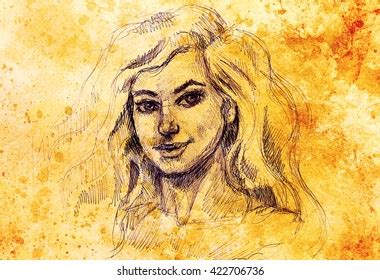 Woman Pen Drawing Eye Contact Color Stock Illustration 422706736 | Shutterstock