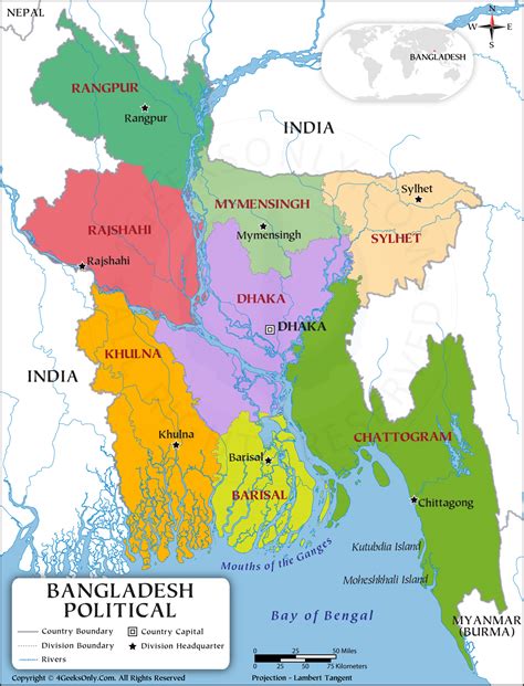 Bangladesh Political Map HD