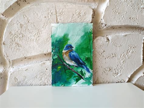 Bluebird Painting Original Acrylic Bluebird Artwork Bird Of | Etsy