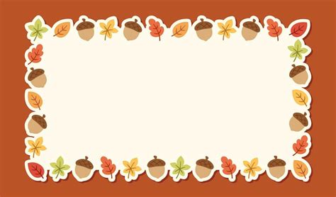 Rectangle autumn frame made of leaves and acorn. Modern vector ...