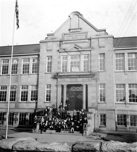 Florence Nightingale School in Mount Pleasant, showing main entrance with students on steps ...