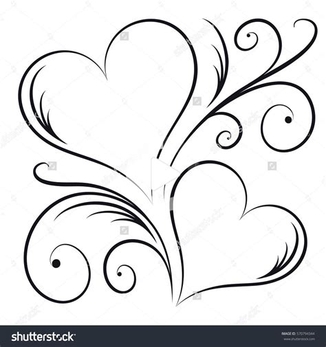 kolorowanki - Dwa Serca Swirl Elements Grafika wektorowa (Royalty Free) 570794344 | Flower ...