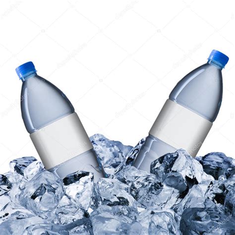 Cold water bottle on ice cube — Stock Photo © somchaij #30161999