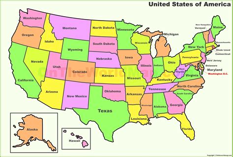 United States Map Labeled Printable
