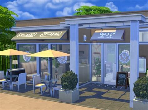 Restaurant Modern Times - created by flubs Sims 4 Restaurant, Restaurant Layout, Modern ...