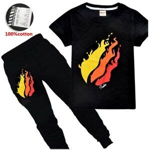 New Kids Boys PrestonPlayz T-Shirt+pants Fire Logo Inspired Preston ...