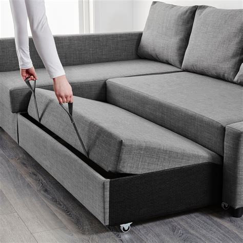 FRIHETEN Corner sofa-bed with storage - Skiftebo dark grey - IKEA