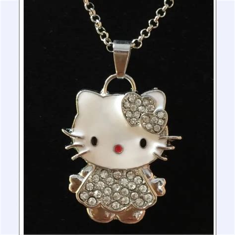 Siywina Girls Jewelry Fashion Crystal Hello Kitty Necklace WOMEN Pendant Necklaces Rhinestone ...