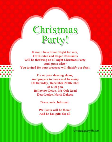 Christmas Party Invitation Wordings - Wordings and Messages