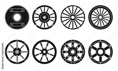 Wooden wheel vector black set icon.Vector illustration cart of wheel ...