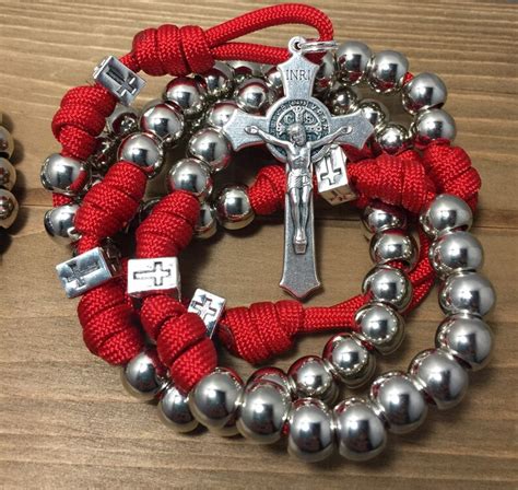 Paracord Catholic Rosaries Silver beads Catholic Rosary | Etsy