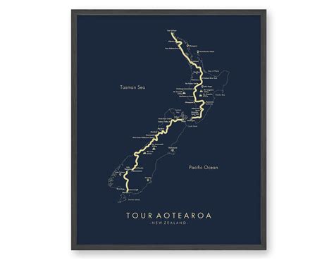 Tour Aotearoa Map Tour Aotearoa Poster New Zealand Cycling Poster Trail ...