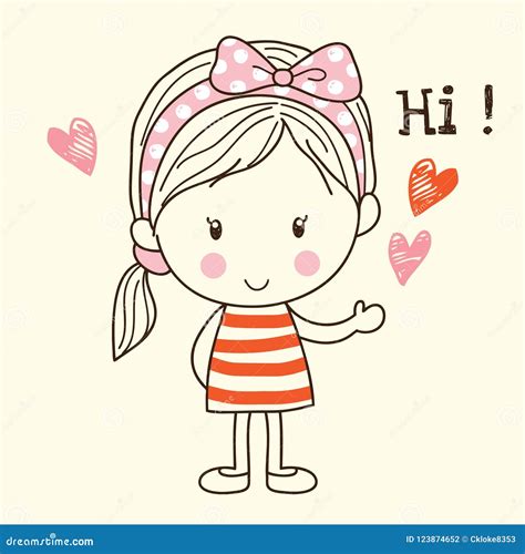 Cute Little Girl Saying Hi stock vector. Illustration of cheerful ...