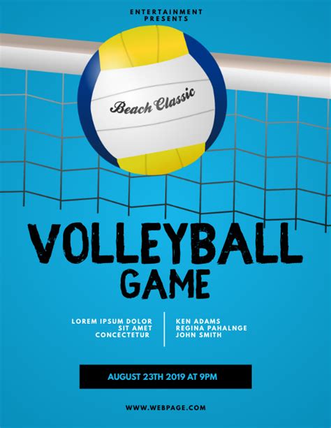 Volleyball Game Flyer Template | PosterMyWall