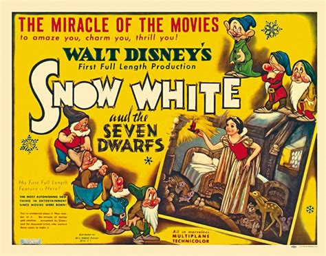 Snow White And The Seven Dwarfs (1937) Disney Cult Cartoon Movie Poster Reprint Inches ...