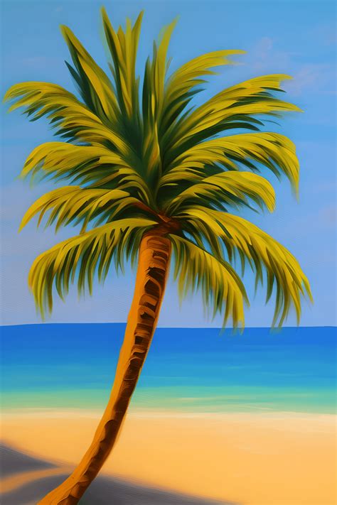 Simple Palm Tree Beach Painting · Creative Fabrica