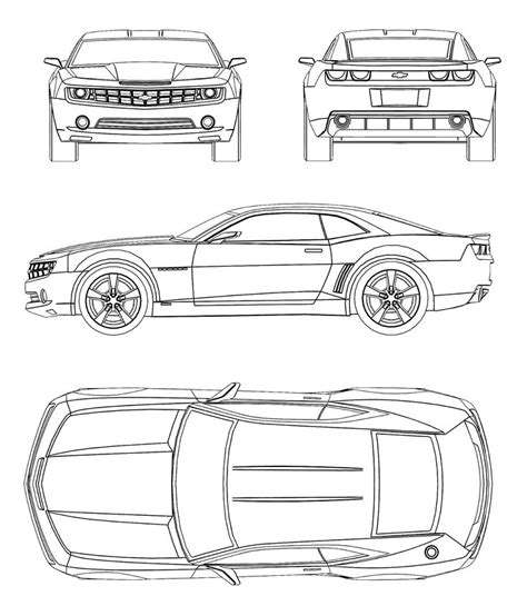 Сhevrolet Camaro 2009 Blueprint - Download free blueprint for 3D ...