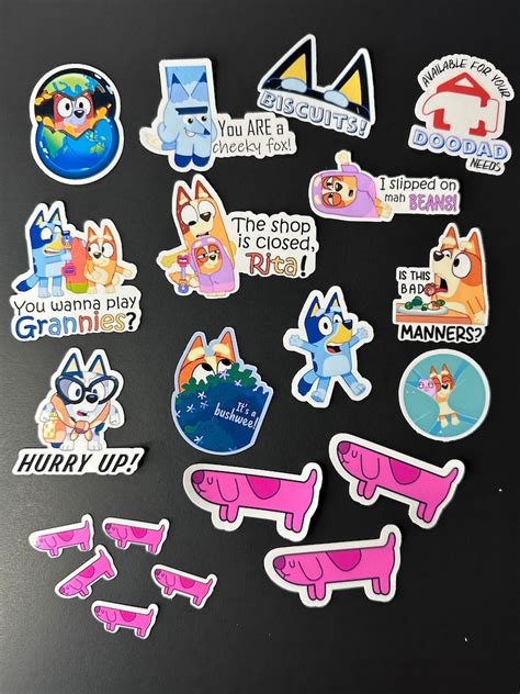 20 Pack of BLUEY STICKERS Bluey Decals Janet and Rita - Etsy