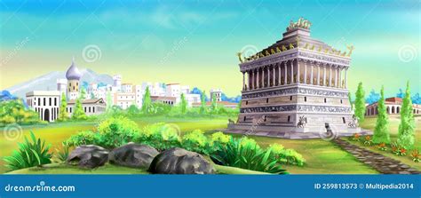 Mausoleum at Halicarnassus Illustration Stock Illustration - Illustration of fairy, people ...