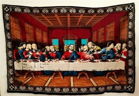 Jesus Christ Last Supper Disciples Large 55" X 37" Vintage Wall Hanging ...