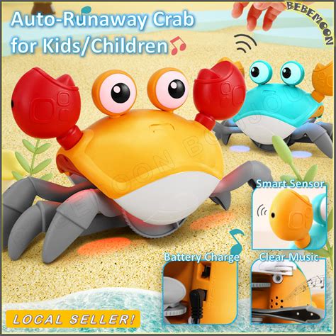 【SG Stock】 Crab Crawling Baby Toys Smart Sensor Crab Runaway Toy for Kids and Children with ...