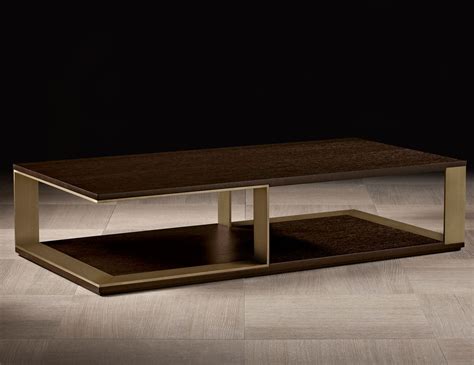 Nella Vetrina Hector Luxury Italian Coffee Table in Mocha Oak Wood ...