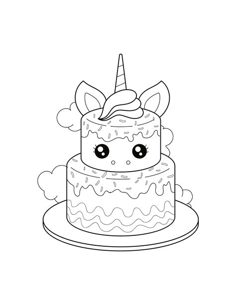 Free Unicorn Cake Coloring Page - EPS, Illustrator, JPG, PNG, PDF, SVG | Template.net