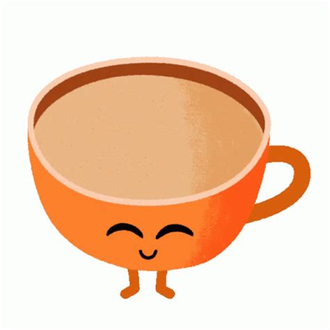 an orange coffee cup with its eyes closed