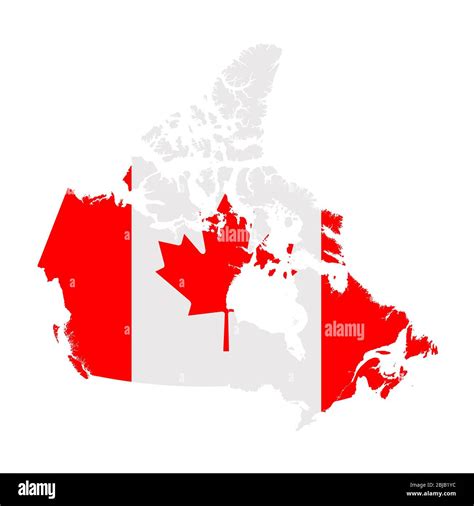 Canada flag map. Country outline with national flag Stock Photo - Alamy