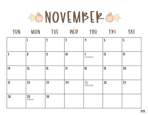 November 2021 Calendars - 15 FREE Printables | Printabulls