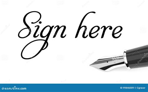 Sign here handwritten stock illustration. Illustration of handwriting - 99846009