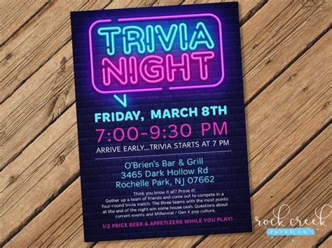 Trivia Night Invitation Quiz Night Invitation Pub Quiz - Etsy | Trivia night, Trivia night flyer ...