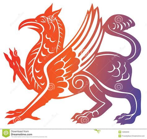 Griffin. Illustration drawing of color griffin in white background # ...