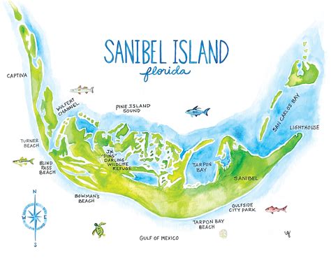 Sanibel Island Map - Etsy