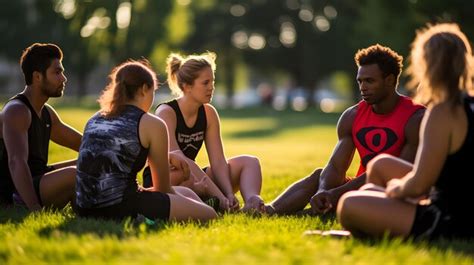 Premium AI Image | Ultimate frisbee team strategizing before the final ...