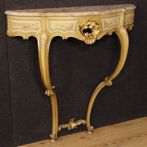 Italian lacquered, golden and painted console table with m… | Flickr