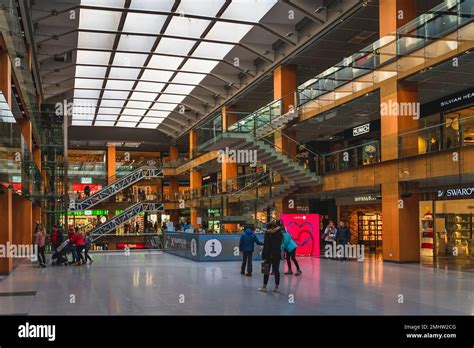 Andorra la Vella, Andorra, Jan 2020 Family, people shopping in multi ...