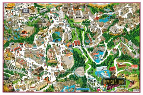 Universal Studios Hollywood Souvenir Map | Curtis Wright Maps
