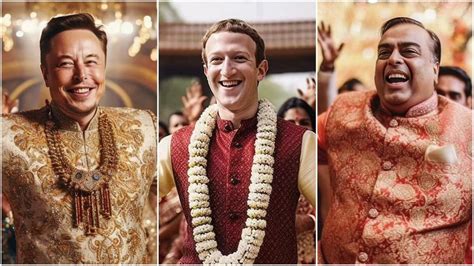 Look: Elon Musk, Mukesh Ambani, Jeff Bezos get together at Indian wedding? AI images of world's ...