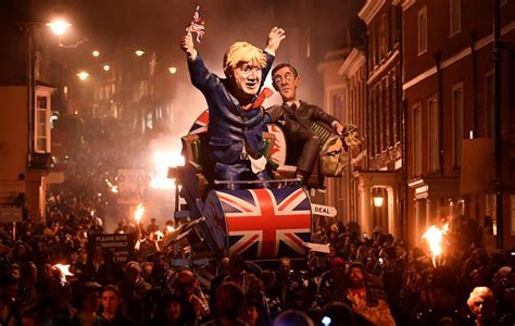 Bonfire Night: Giant effigy of Boris Johnson and Jacob Rees-Mogg on Brexit rollercoaster paraded ...