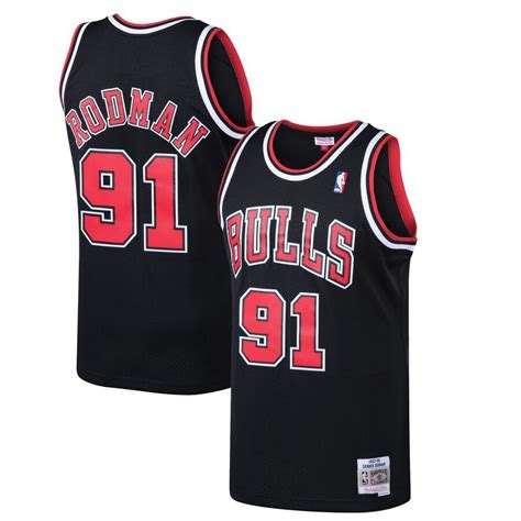 dennis rodman black bulls jersey jersey on sale