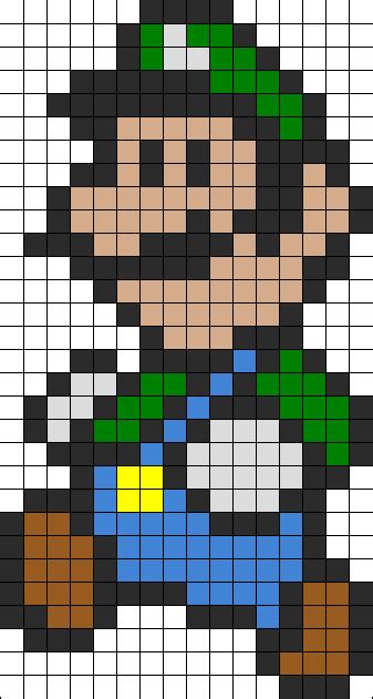 Luigi Mario Bros Kandi Pattern | Perler bead mario, Pixel art, Perler ...