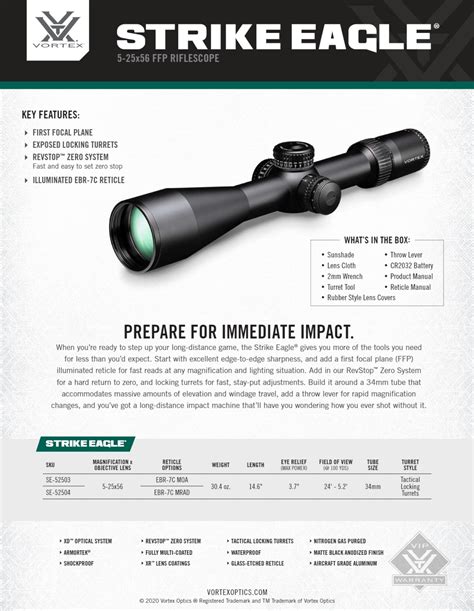 Strike Eagle 5-25x56 FFP/EBR-7C MRAD - Proptics