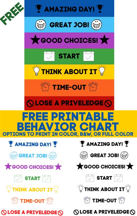 PRINTABLE BEHAVIOR CHART (FREE DOWNLOAD) + 10 more FREE Printables! • Domestic Superhero