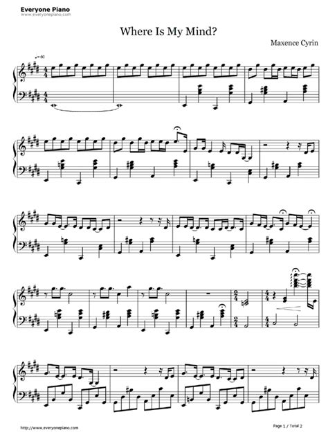 Where Is My Mind Piano Sheet Music | amulette