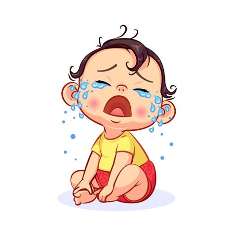 Cartoon Sitting Crying Little Baby Boy | Crying cartoon, Baby illustration, Kids cartoon characters