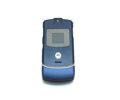 Motorola V3 Razr Sim Free Unlocked Mobile Flip Phone Navy Blue - Baxtros