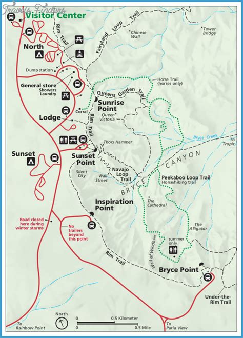 Zion National Park Hiking Map - TravelsFinders.Com