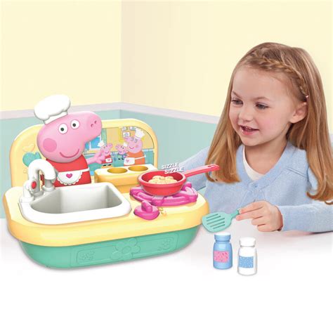 Peppa Pig Cooking Fun Table Top Kitchen with Realistic Sounds, Includes Play Food, Frying Pan ...