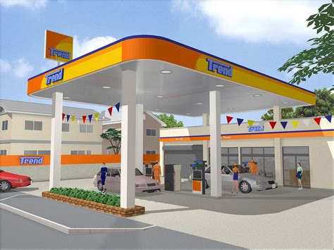 3D Render of Petrol Station in Fukui Computer